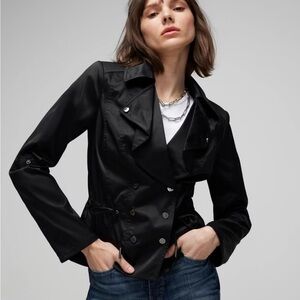 White House Black Market Satin Drape Front Moto Jacket